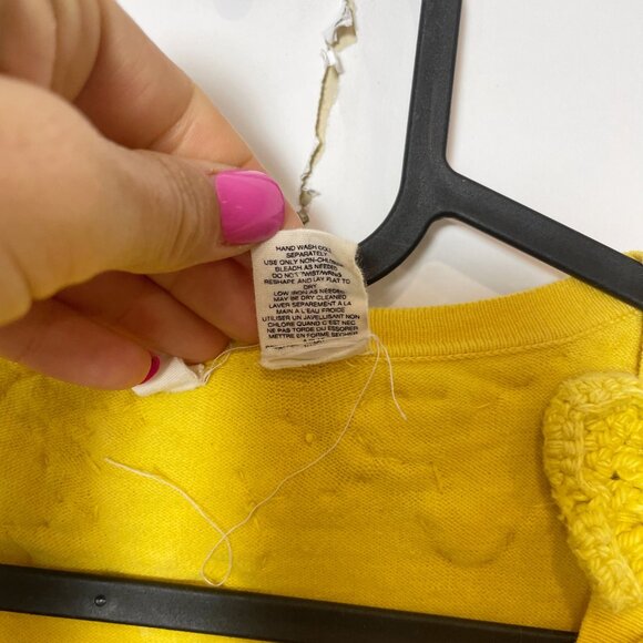 Anthropologie Moth Yellow Cardigan Sweater S Long Sleeve Knit Button Embroidered - Picture 5 of 8